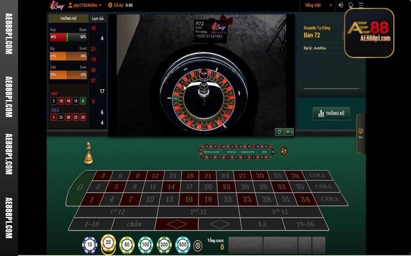 Roulette AE888 có 37 con số từ 0 đến 36 xuất hiện và người chơi cần đặt cược chuẩn xác