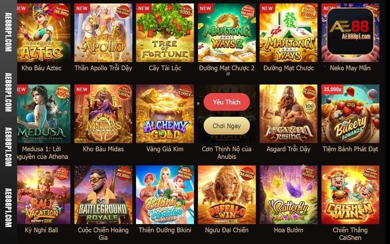 Sảnh game nổ hũ PG Slot sở hữu rất nhiều trò chơi quay hũ đổi thưởng